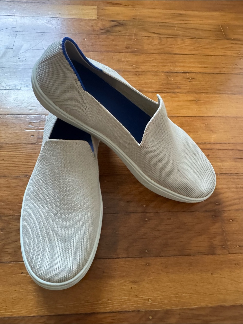 Rothy's The Sneaker Taupe Beige Knit Slip On Shoes Size 8